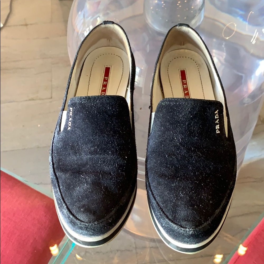 Black Suede Loafers/Flats by Prada size 35